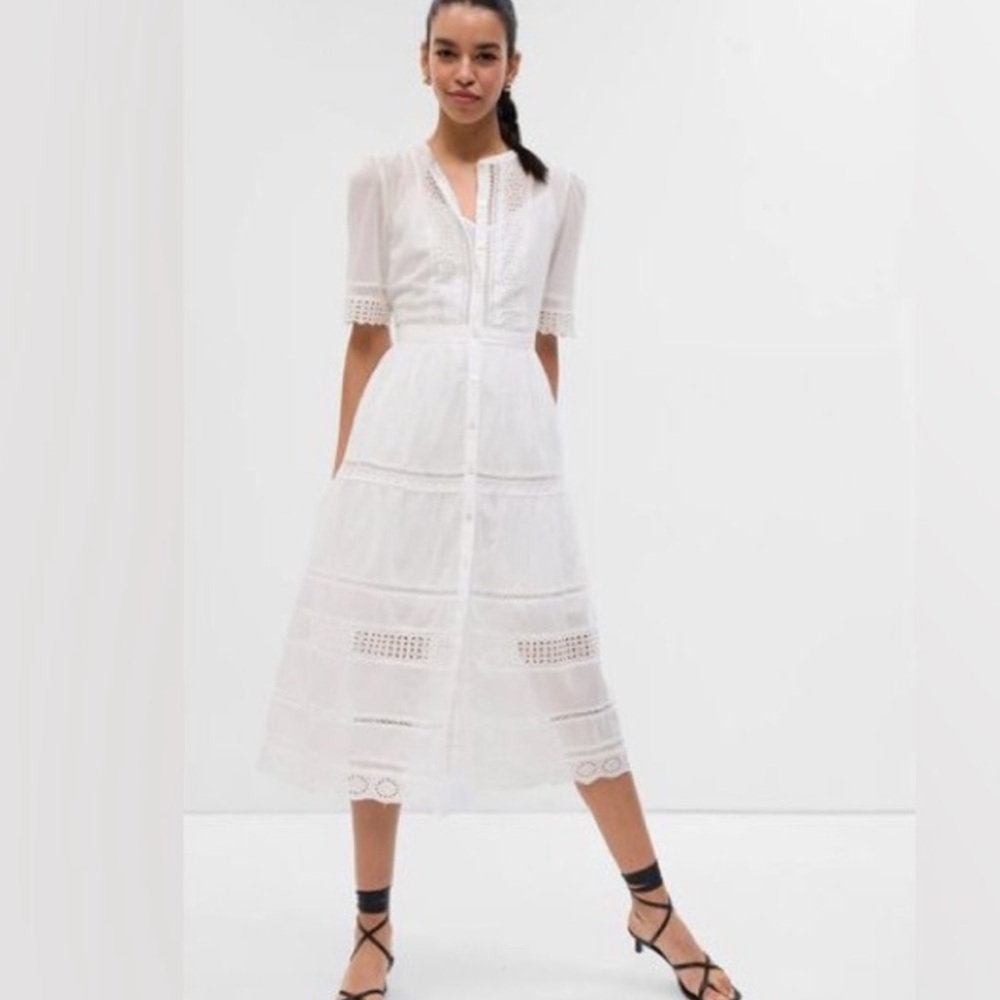 Gap Lace Button Up Midi Dress